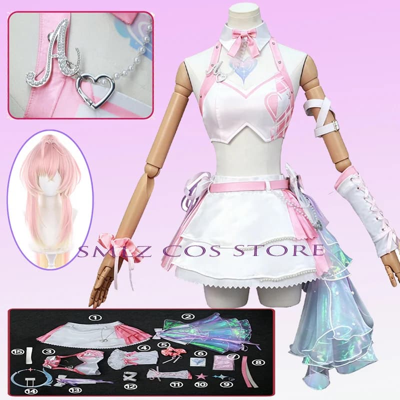 Newly Aemeath Cosplay Game Wuthering Waves Costume Woman Korean Style white Skirt Tube Tops Prop Wig Set Party Play Outfit