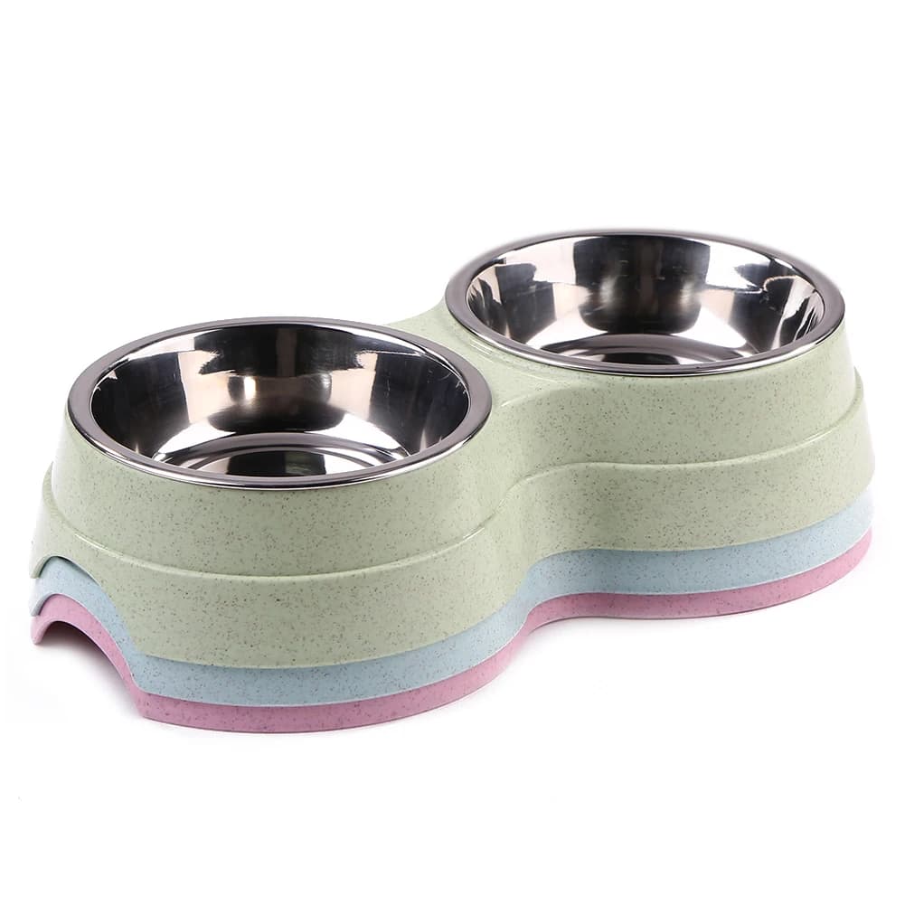 Cani Double Pet Food Bowl Puppy Cats Dish Feeder acciaio inossidabile acqua potabile resistente al morso alimentazione Drinkware accessori per cani