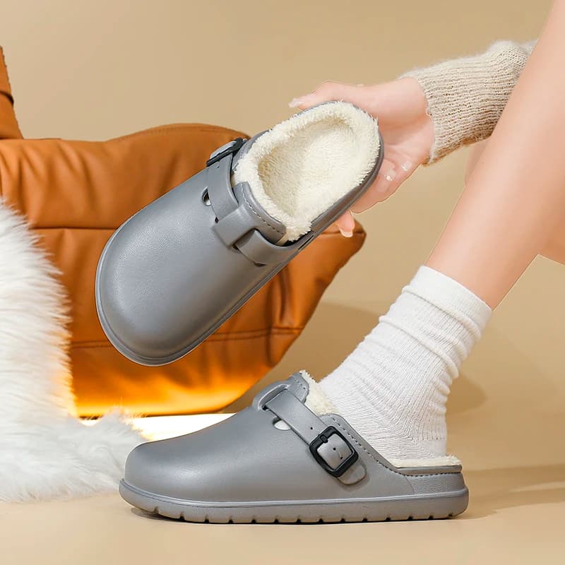 Women Thick Sole EVA Slippers Winter Warm Plush Indoor Soft Anti-slip Slippers Couple Home Daily Walking Shoes Mules Shoes