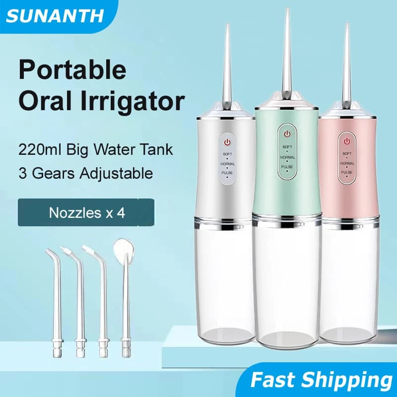 Irrigatore orale elettrico intelligente portatile 4 getti 3 modalità USB ricaricabile cordless irrigatore a getto d'acqua irrigatore dentale detergente per denti