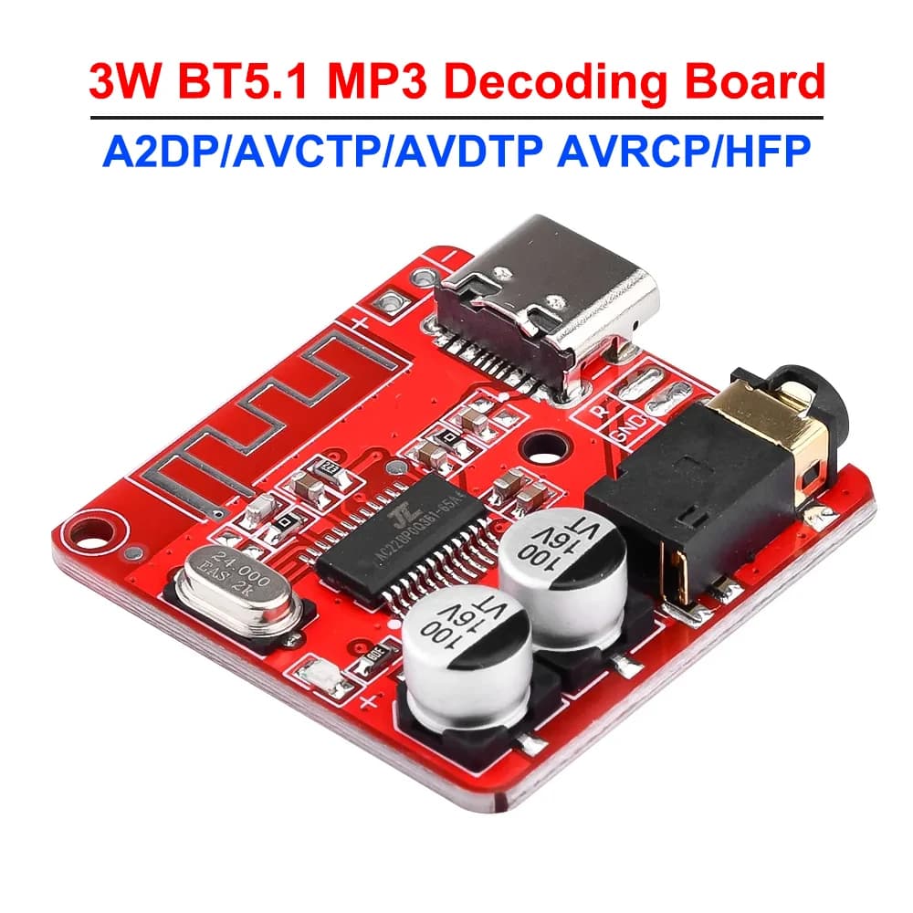 Bluetooth Audio Receiver Card BT5.1 MP3 WAV Decode Card Speaker Amplifier Audio Receiver Module A2DP/AVCTP/AVDTP AVRCP/ HFP