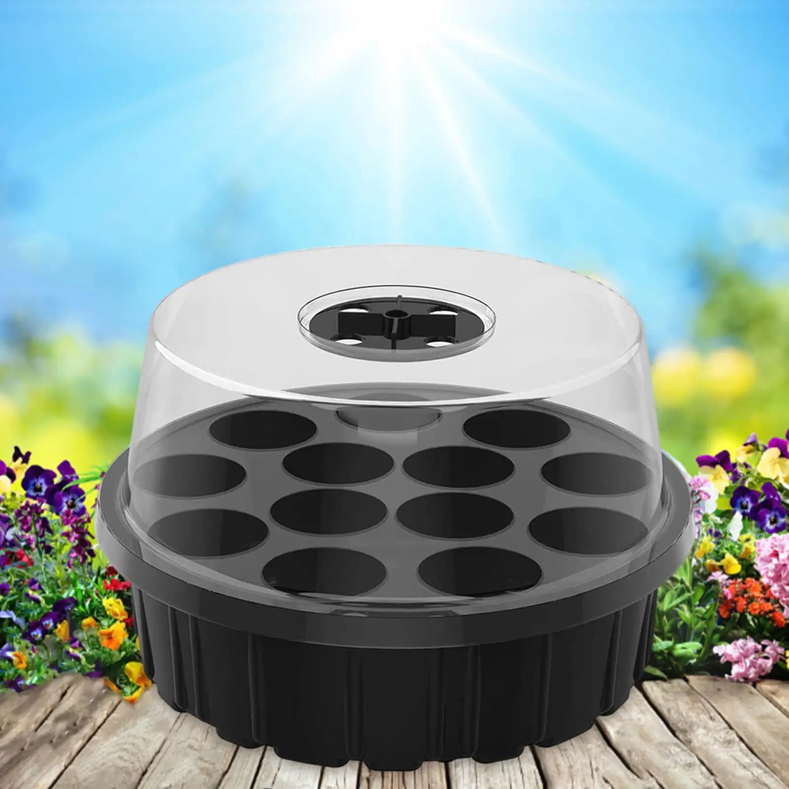 Seed Tray for Plants Starter Kit with tray for plastic dome cultivation ventilated to 13 holes for indoor plants and flowers