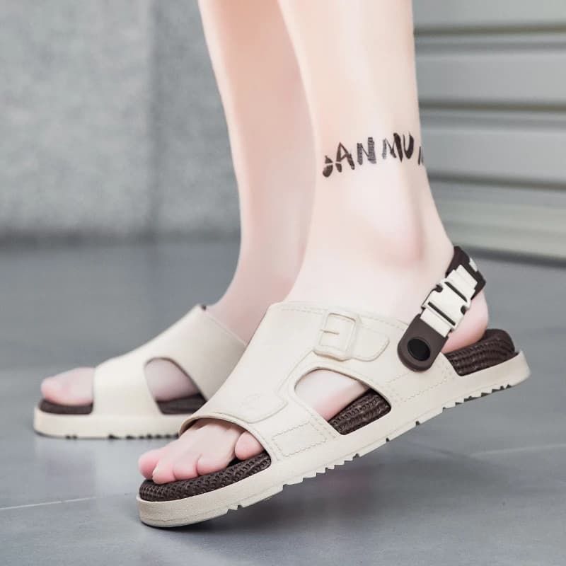 Sandali Estivi da Uomo Antiscivolo Resistenti all'Usura con Suola Piatta, Casual da Spiaggia, Morbidi, Bivalenti, alla Moda