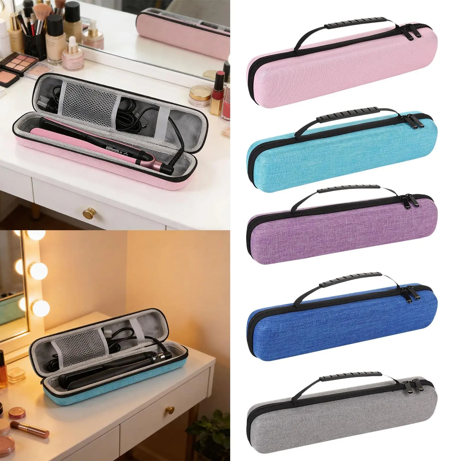 Hard travel case for hair plate, protective bag for travel styler, ideal for women on the road