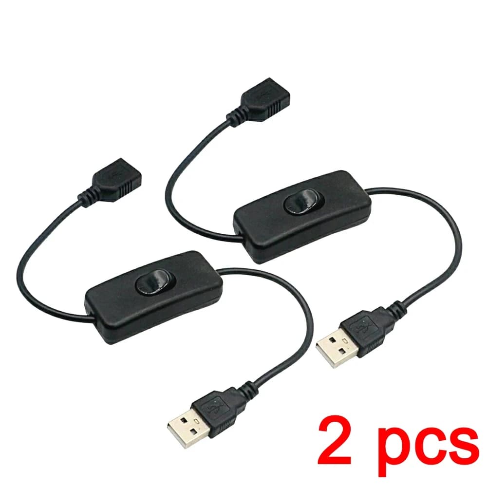 2-piece USB cable with ON/OFF switch extension cable for USB lamp power line USB power adapter durable USB LED headset