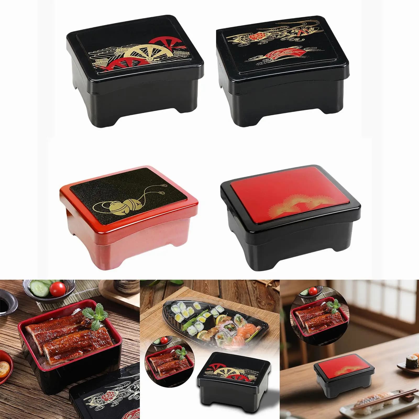 Contenitore per sushi Contenitore per la preparazione dei pasti portatile Contenitore per alimenti riutilizzabile per scatola Unadon per dessert, cena, frutta secca, ristorante per sushi
