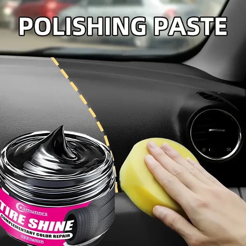 !NUOVO! Pasta lucidante per interni automobilistici - 50 g, kit per la cura dell'auto per plastica e pelle, cera lucida per pneumatici nera, ristrutturazione