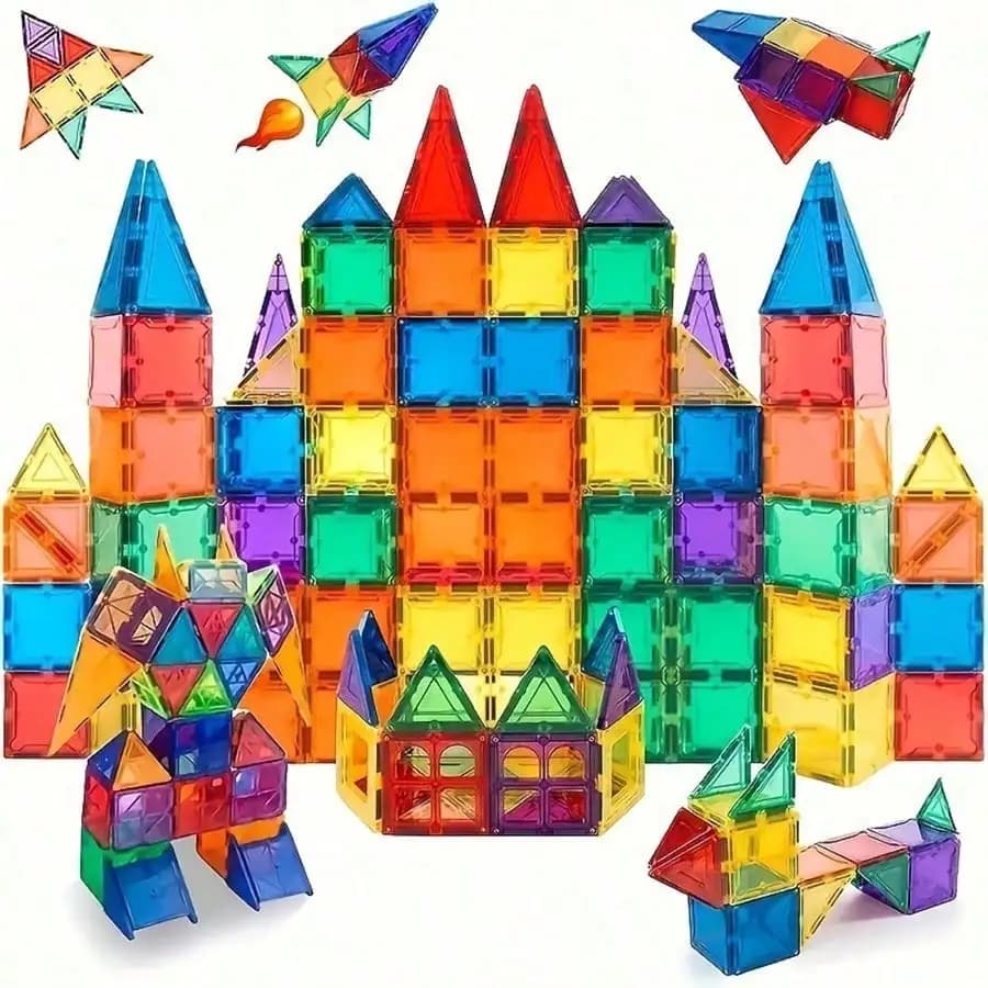 Magnetic Building Blocks Magnetic Tiles Car Set, Suitable for Children, Can Be Used as a Gift Toy (Random Colors)