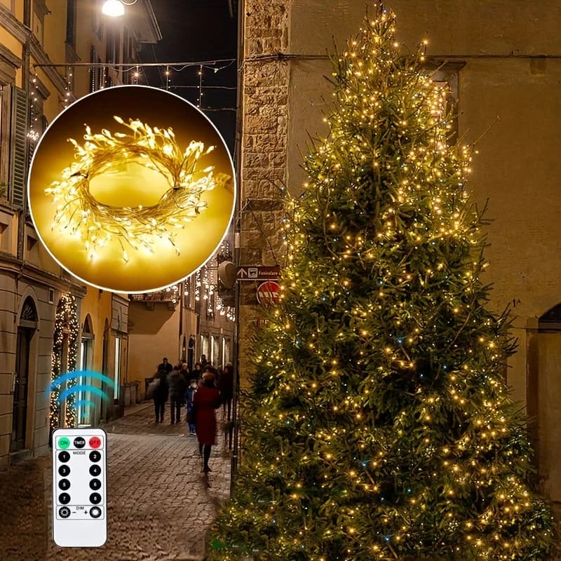 Christmas Decoration Fairy Lights with Timer Remote Control 200LEDs String Lights, Flexible Silver Wire for Bedroom Dorm Wedding