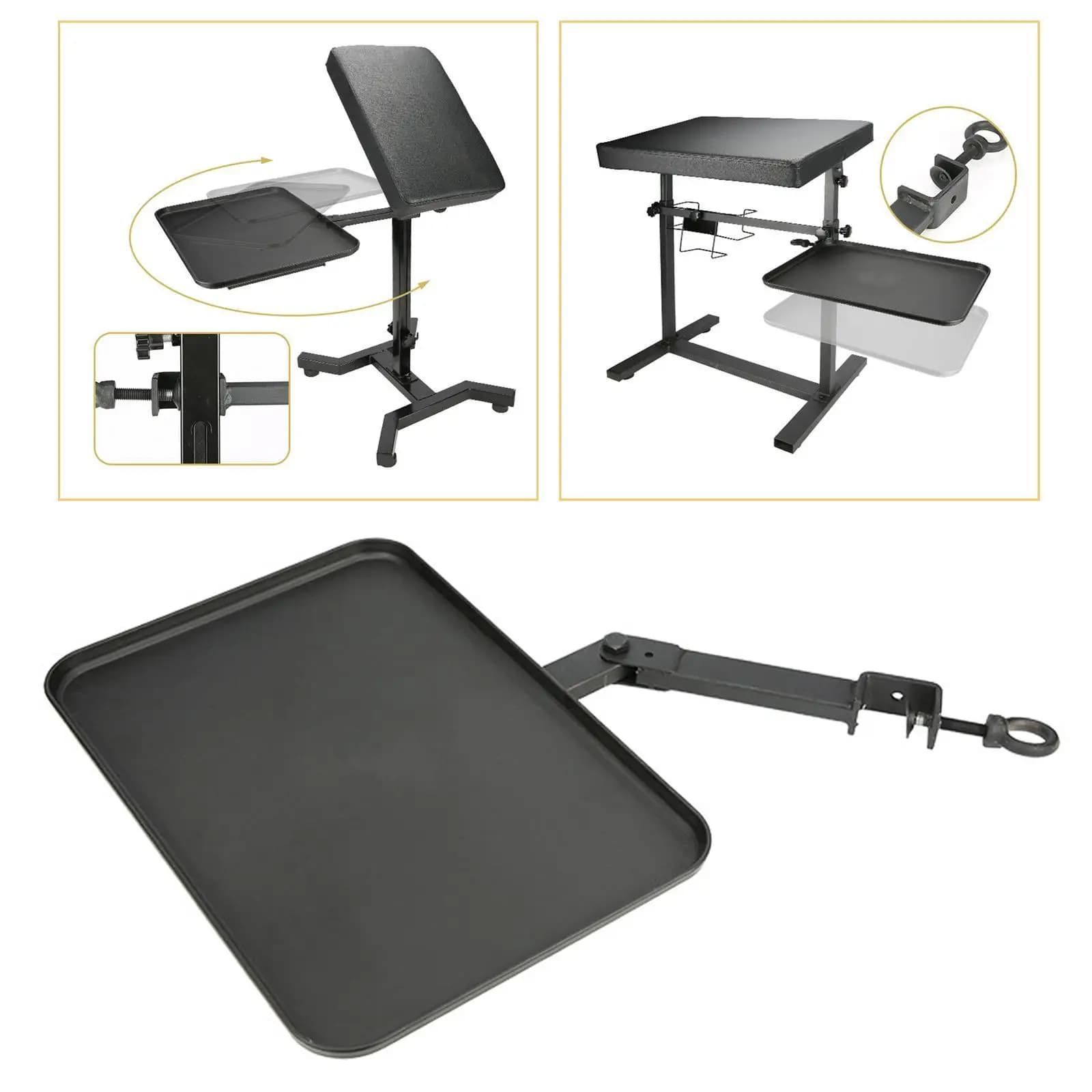 Lounge chair accessory with tattoo tray for hair care, hairdresser, hairdryer