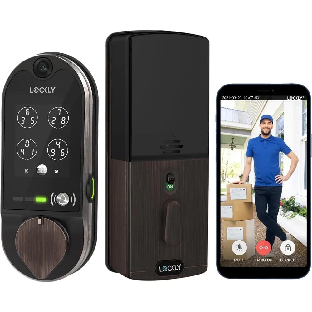 Visione, videocitofono Smart Lock con telecamera, serratura per porta d'ingresso senza chiave con audio bidirezionale, impronta digitale, tastiera digitale, serrature intelligenti Wi-Fi f
