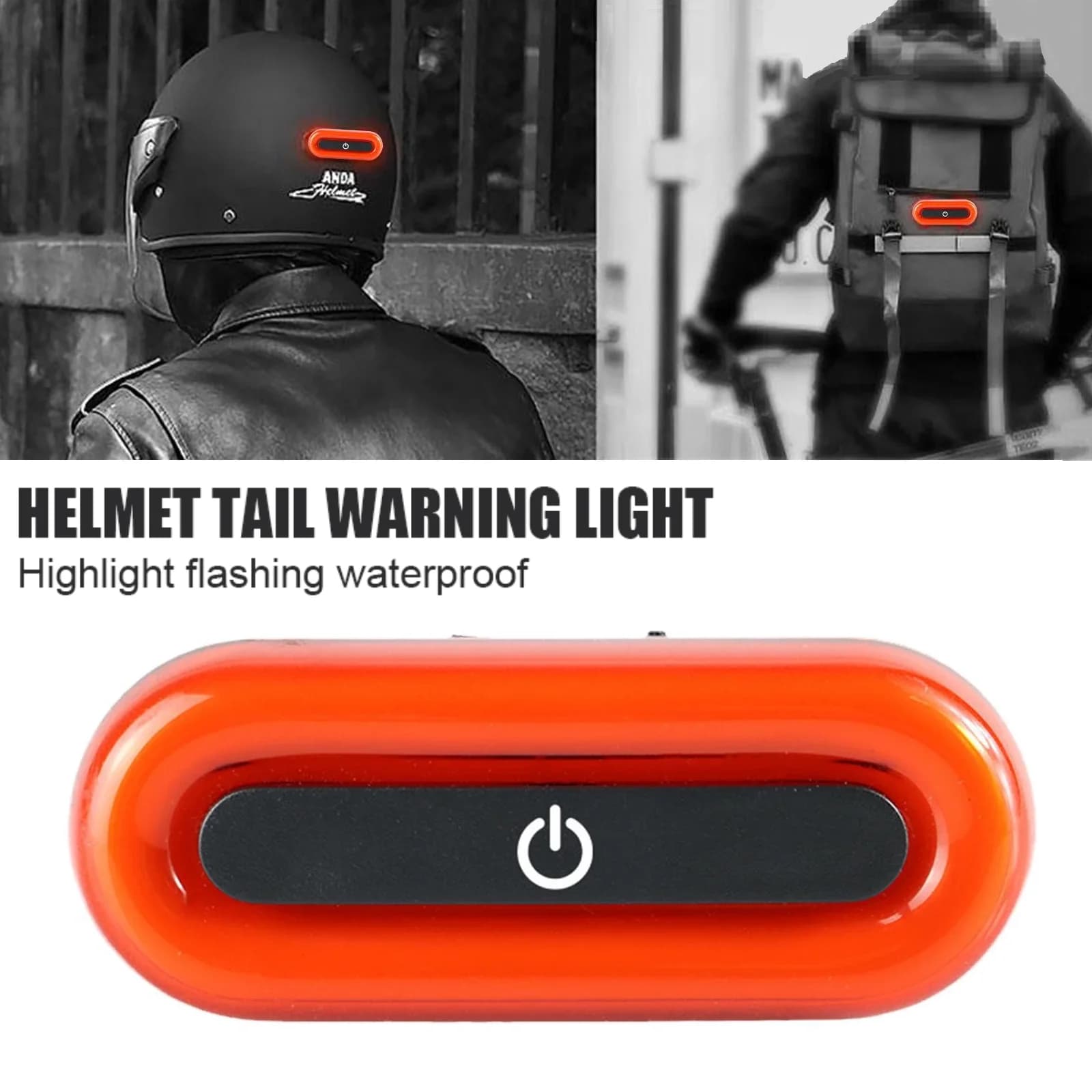 LED Signal Light for Motorcycle Helmet, USB Rechargeable, Night Safety Light for Bike, Waterproof Rear Light, Motorcycle Helmet Accessories