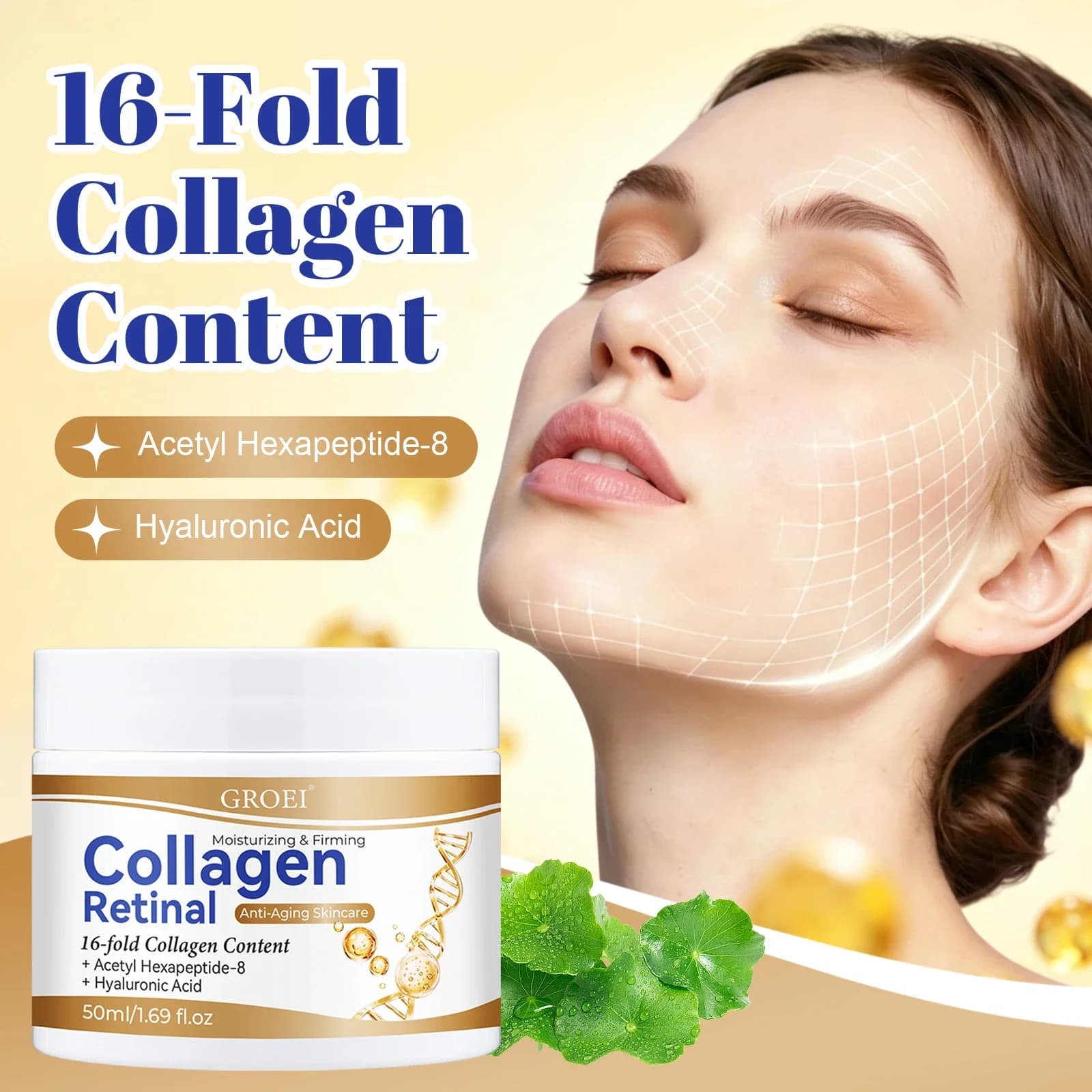 Collagen Retinal Firming Moisturizer 50ml – 16x Peptide & HA Complex, Smooths Wrinkles, Brightens Dullness & Comforts All Skin