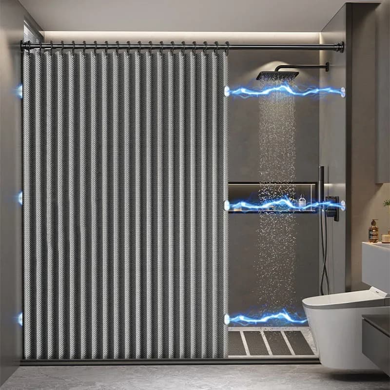 Tenda Doccia Magnetica Impermeabile Anti-Muffa Pieghevole, Divisorio Bagno per Separazione Asciutto/Bagnato, Senza Foratura, Rimovibile, in Tessuto