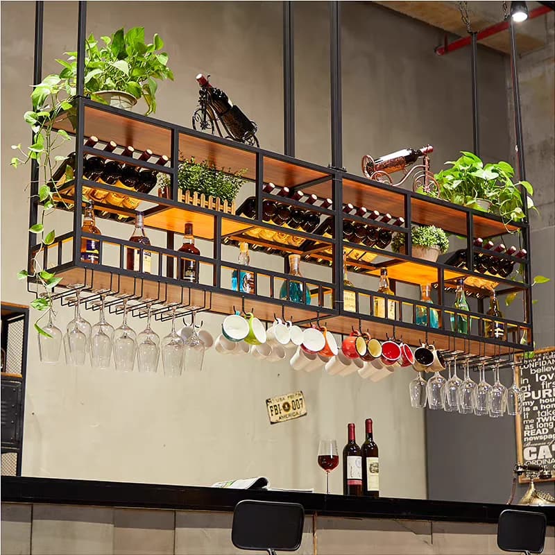 Bar ristorante bar in stile industriale sopra appendiabiti in ferro portabottiglie appeso portabottiglie armadietto per vino
