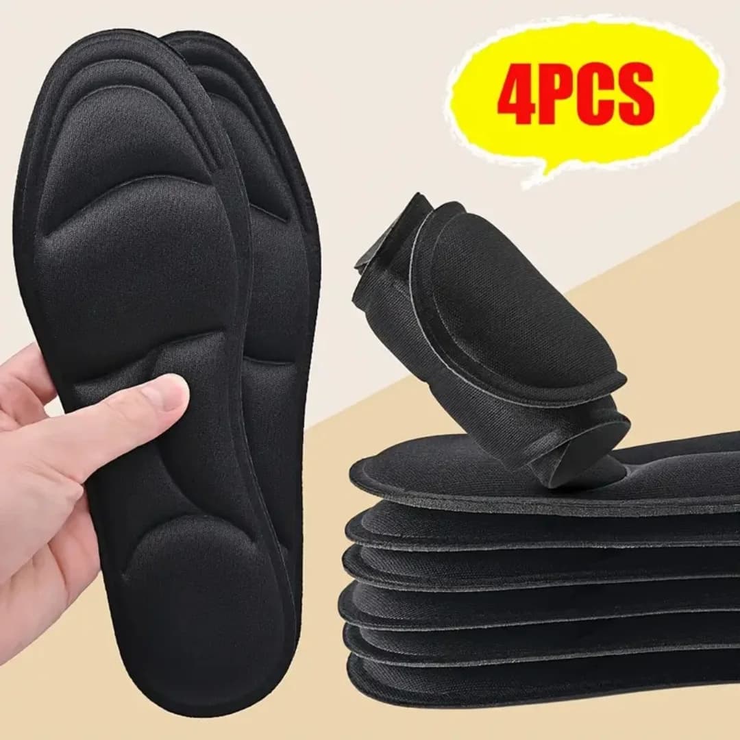 Solette in memory foam per massaggio 5D da 4 pezzi per tacchi alti che ispessiscono il supporto del piede ammortizzante e traspirante