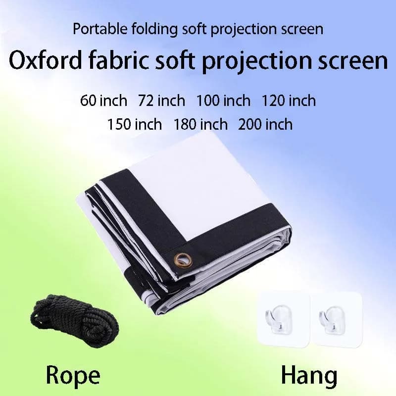Thinyou Oxford Fabric Projection Screen Soft and Foldable 60 72 84 100 120 150 180 200 inch 16:9 Outdoor Projection Screen