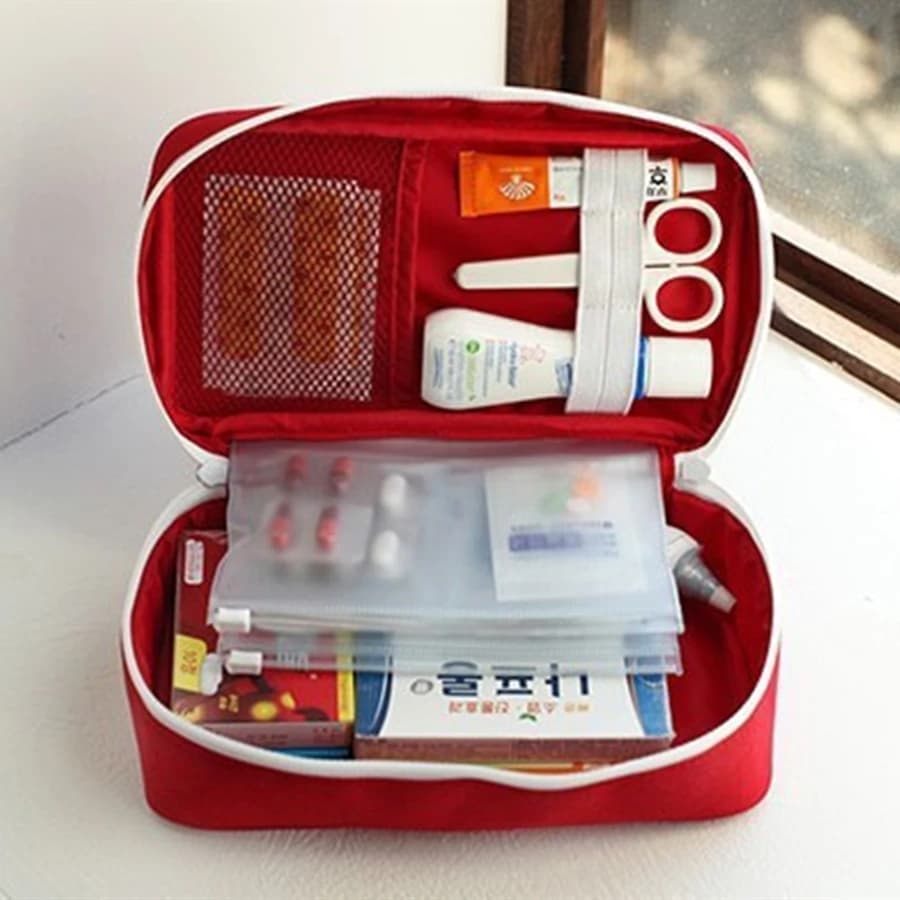Kit di Pronto Soccorso in Tessuto Oxford, Borsa Portatile per Emergenze da Viaggio, Custodia per Medicinali da Esterno