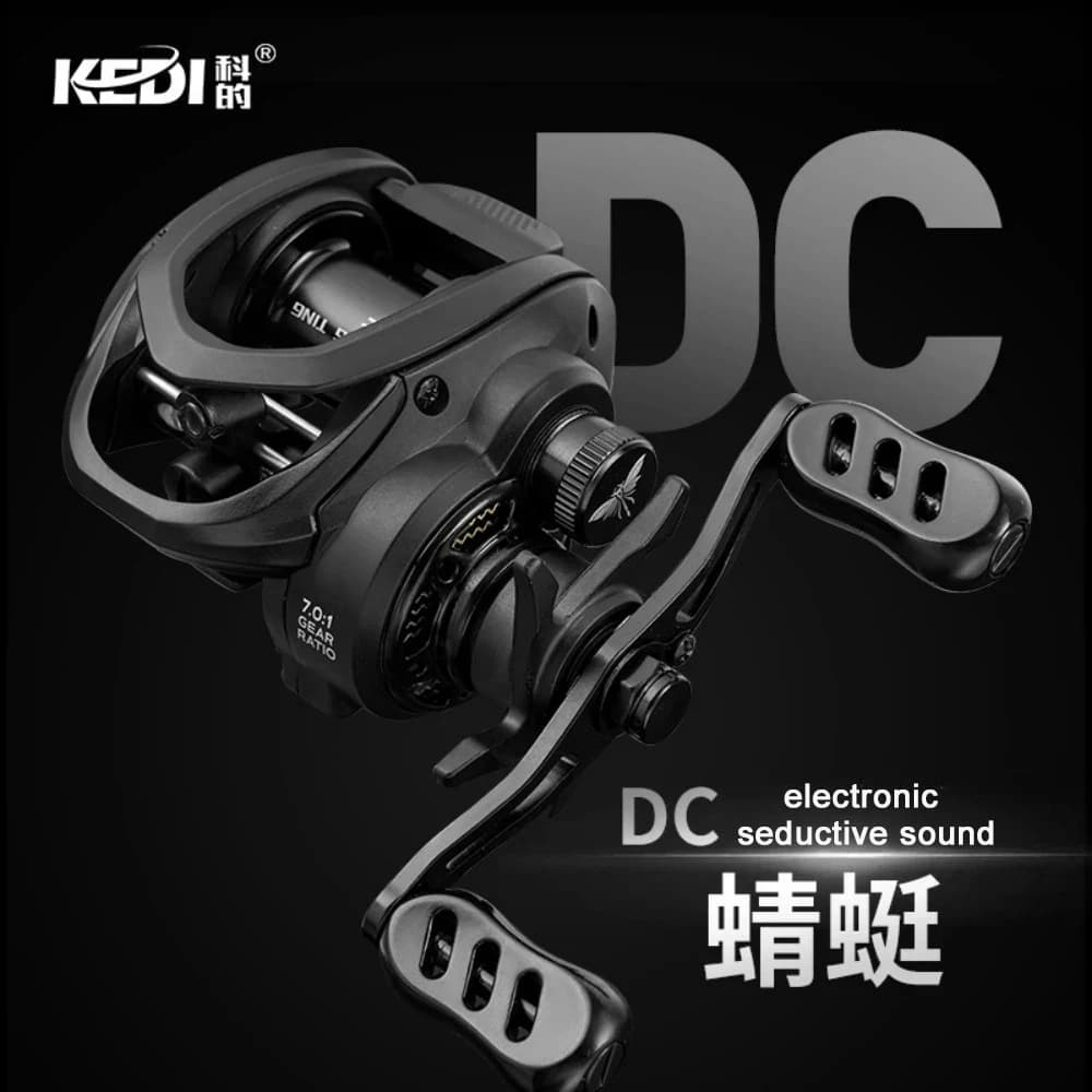 Mulinello da Casting Elettronico DC con Freno, Allarme Sonoro, Anti-Retroflessione, Rapporto di Trasmissione 7.0:1, 6+1 Cuscinetti, Frizione 5kg per Micro Esche e Lanci Lunghi