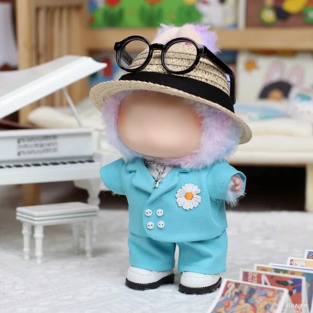 Abbigliamento per Bambole Labubu da 17 cm Compatibile con Anime, Vestiti di Lusso Firmati per Labubu, Serie G-Dragon, Accessori per Bambole di Peluche