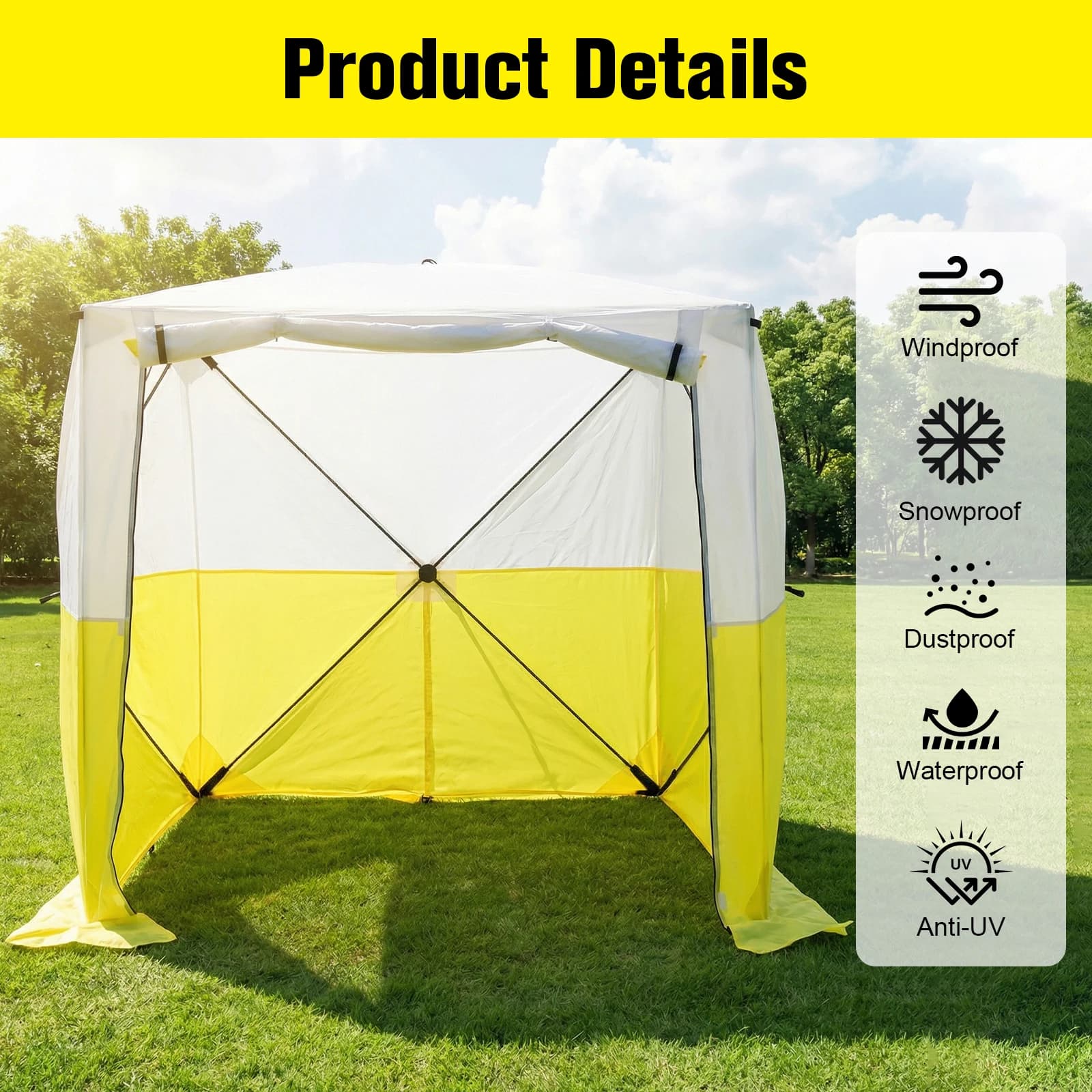 Commercial Instant Canopy Tent Waterproof UV Resistant 70.86x70.86x78.74in with Carrying Bag for Camping Backyard Parties Events