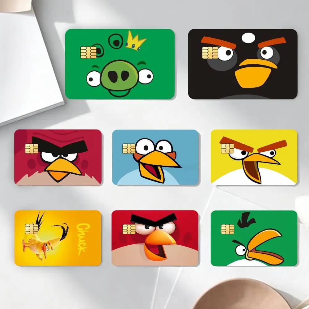 Adesivi B-BIRD Game A-Angry-y B-Bird-S per Carte di Credito e Debito, Pellicola Protettiva per Carte Bancarie, Autobus e Metro