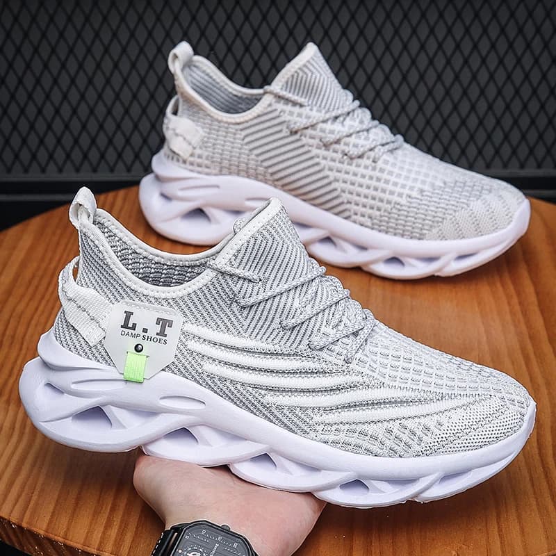 Sneakers da uomo con tomaia in rete porosa, scarpe sportive estive con scambio rapido dell'aria, suola morbida antiscivolo per esercizi all'aperto
