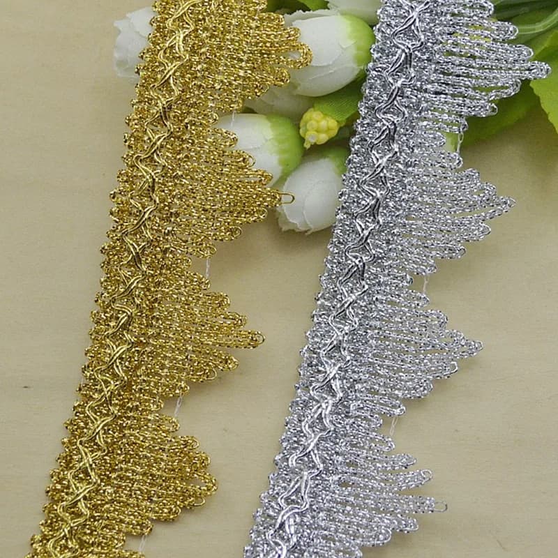 4 m/13,12 piedi ciascuna borsa pizzo argento dorato finiture grandi nastri di raso larghi accessorio per tende per abbigliamento cucito fatto a mano fai da te fiore trim