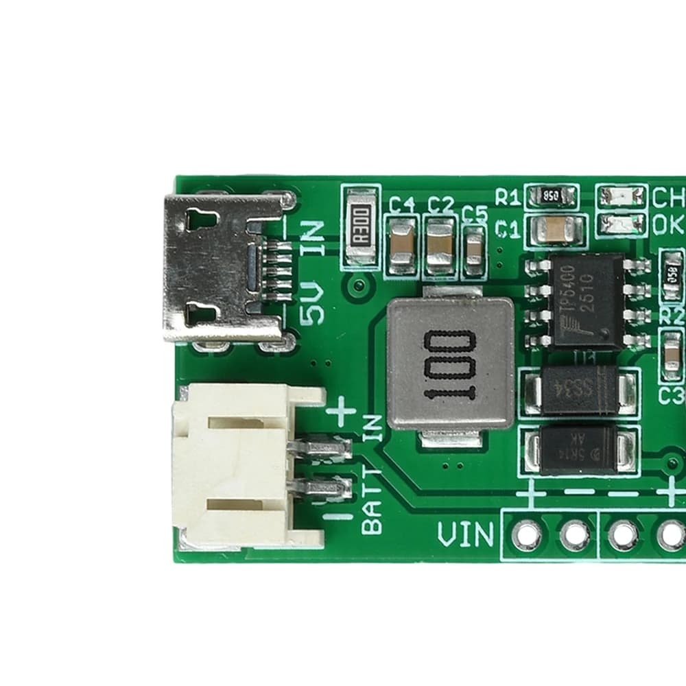 Battery Charging Module for Lithium TP5400 1A, Boost 5V 1A Converter, Power Bank Charging Module with Micro USB Interface