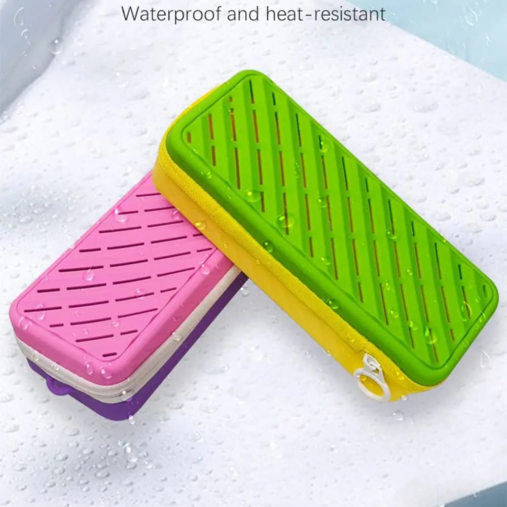 Large Capacity Silicone Swim Goggle Case Perforated Breathable Eyeglasses Storage Bag Rectangular Zipper Closure