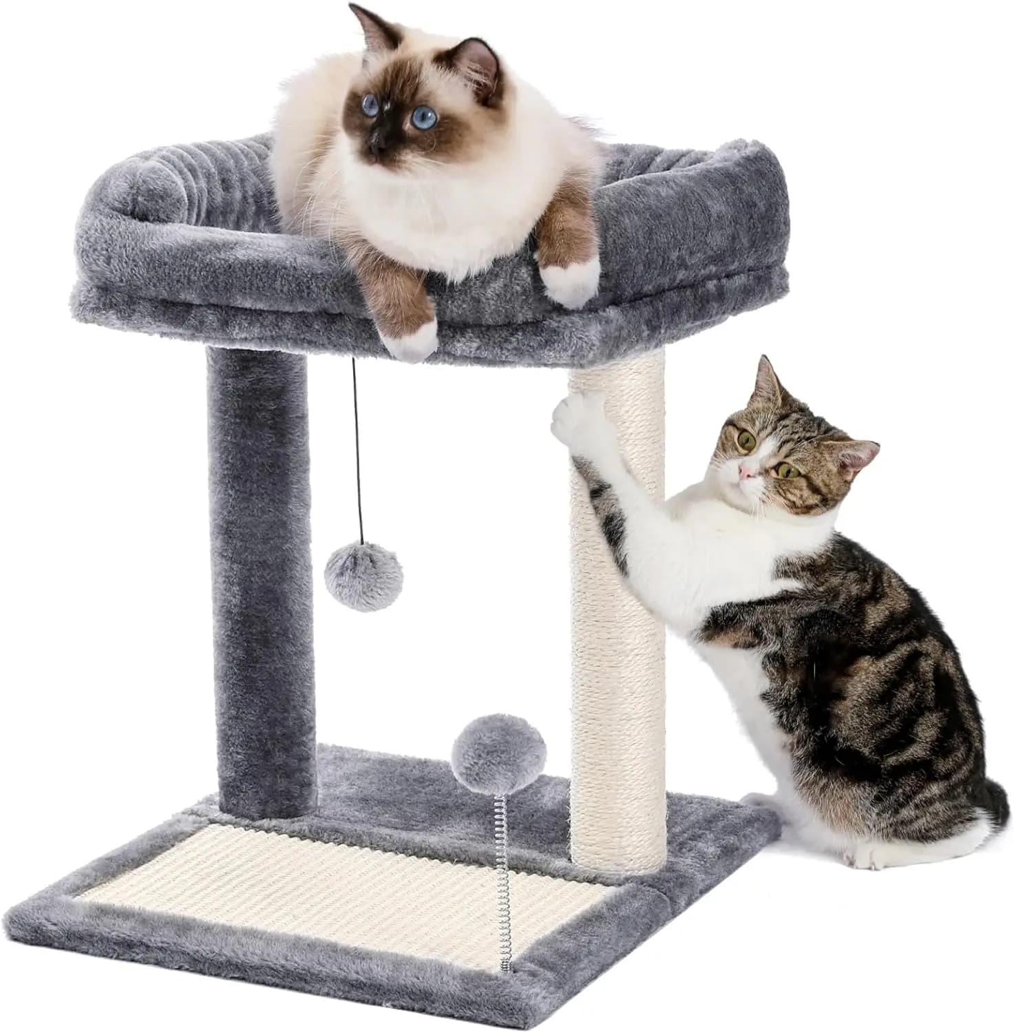 Cuccia Tiragraffi per Gatti, Piccolo Tiragraffi a Torre con Ampio Letto Superiore Rimovibile