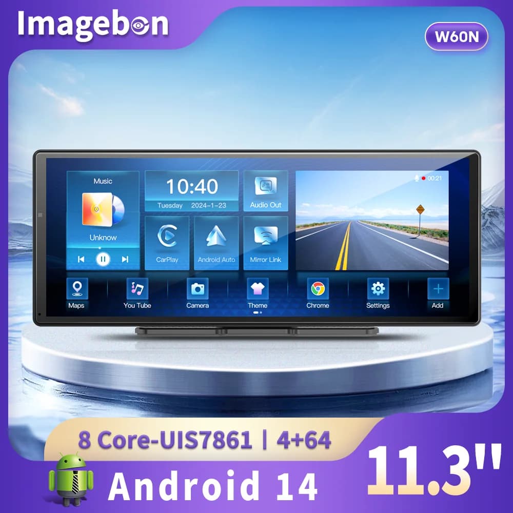W60N 11.3 ''8 Core Android 14 4 + 64GB Lettore multimediale Carplay e Android Auto 5G WiFi Google Play Youtube Netflix OTA Aggiornamento