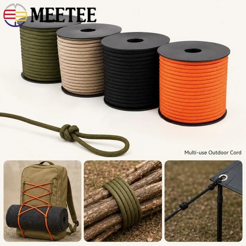 1Pc 4mm 20M/50M 550 Paracord Rope Woven Nylon Utility Line for Camping Tent Guyline Tarp Fastening Gear Lashing DIY Knot Craft