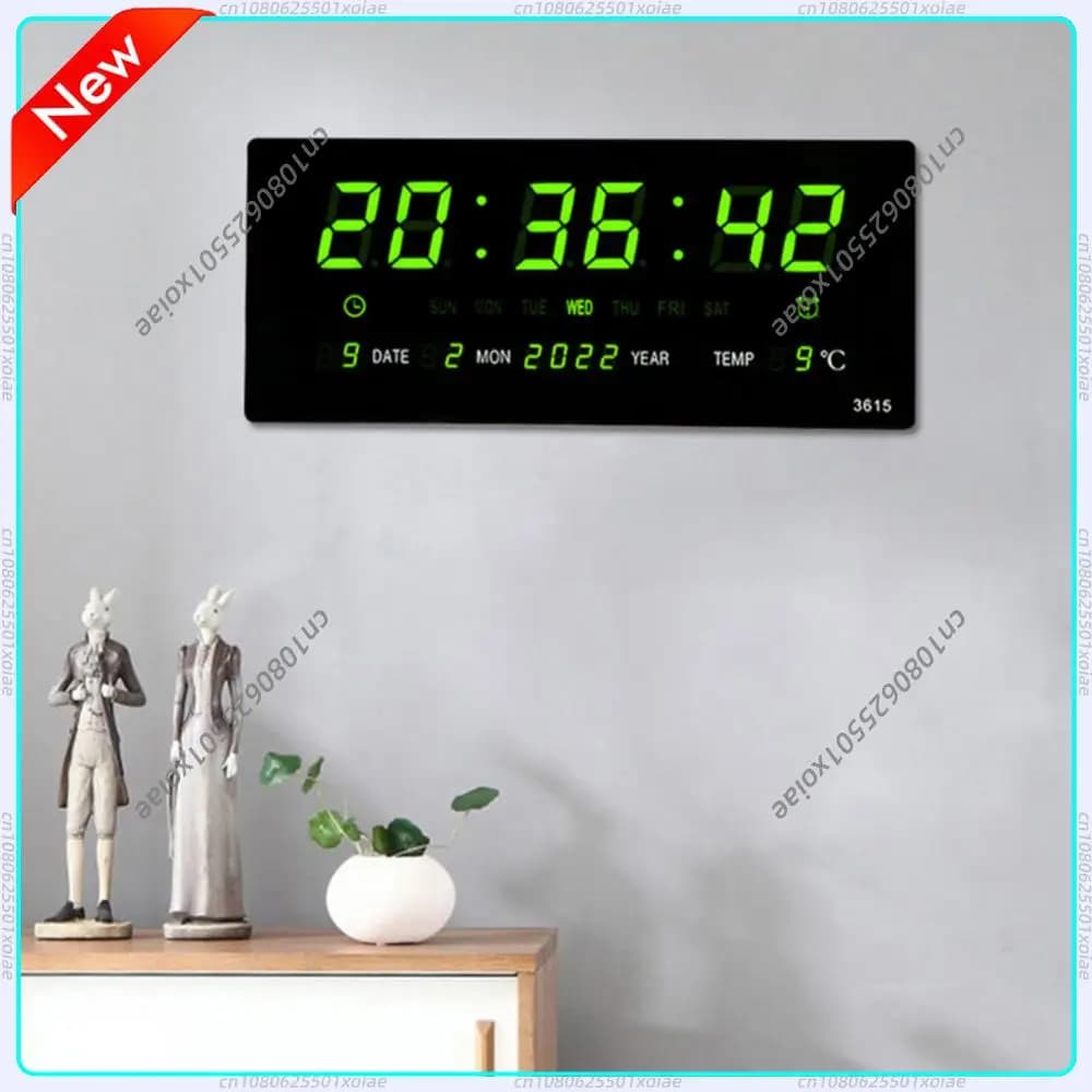 Sveglia Digitale LED da Scrivania con Display a Numeri Grandi, Orologio Elettronico da Parete Senza Cornice per Studenti