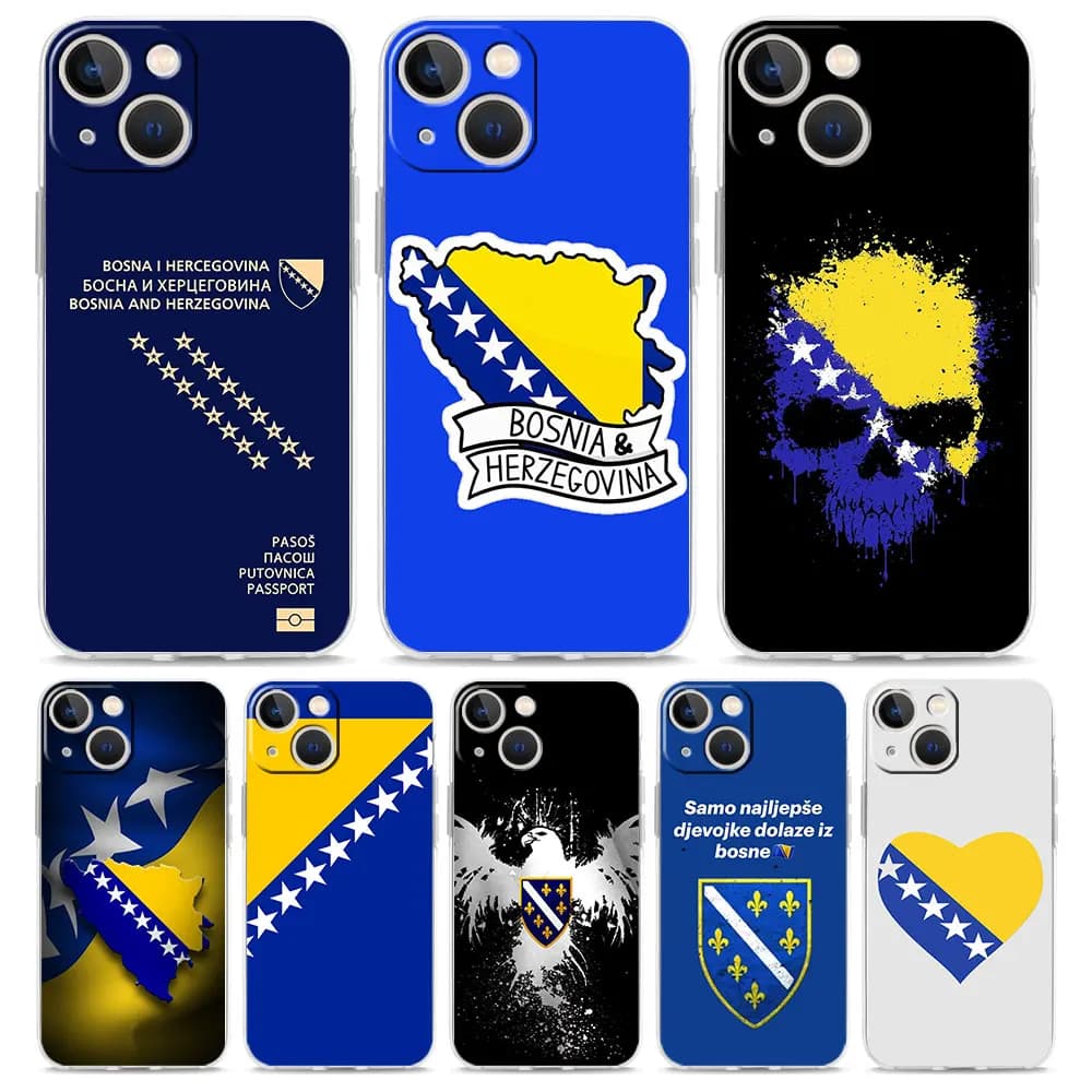 Cover per iPhone 16, custodie per iPhone 15, 12, 13, 14, 16 Pro Max, X, XR, XS Max, 15 Plus, iPhone 11 - Design Passaporto Bosnia ed Erzegovina