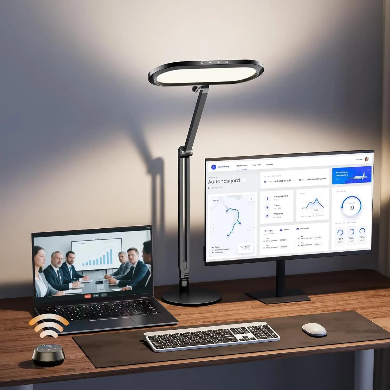 Lampada da Scrivania LED Premium con Telecomando, Dimmerazione Continua e Memoria Colore per Casa, Ufficio, Studio, Videoconferenze