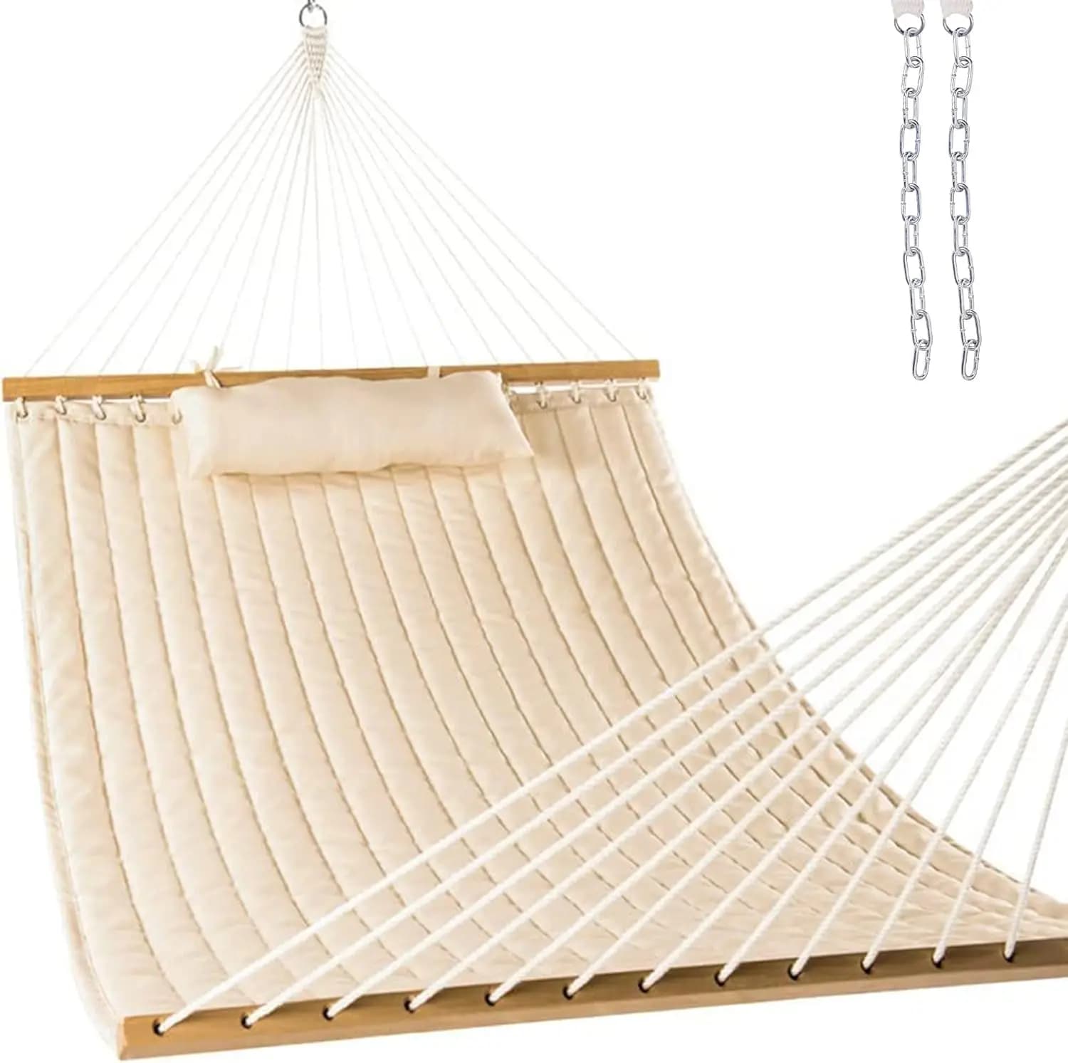 Amaca doppia da 12 piedi con cuscino, tessuto trapuntato per patio esterno, giardino, piscina, spiaggia, supporta 450 libbre