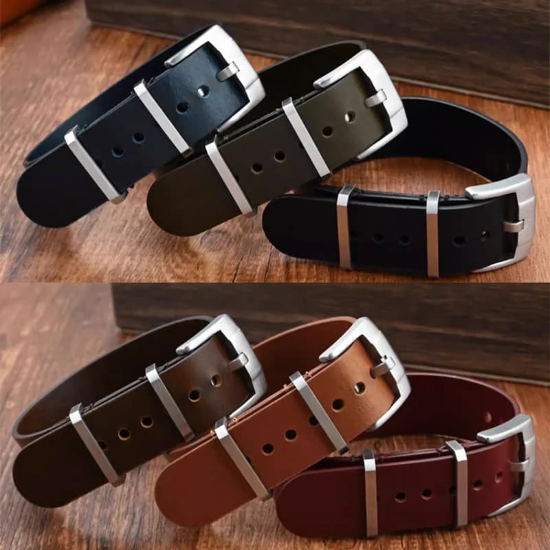20mm 22mm Universal High end Retro PU Leather Watch Strap Top Layer Oil Wax Adjustment Leather Watchband Bracelet for Omega