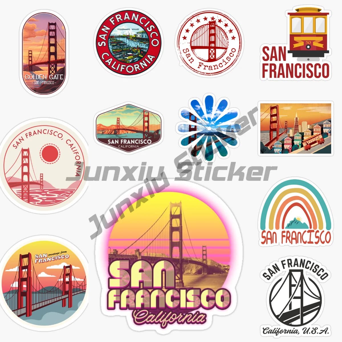 SAN FRANCISCO Paesaggio Adesivo per auto Casco Bici Moto Laptop Styling Casco da moto Racing Decalcomanie impermeabili in vinile