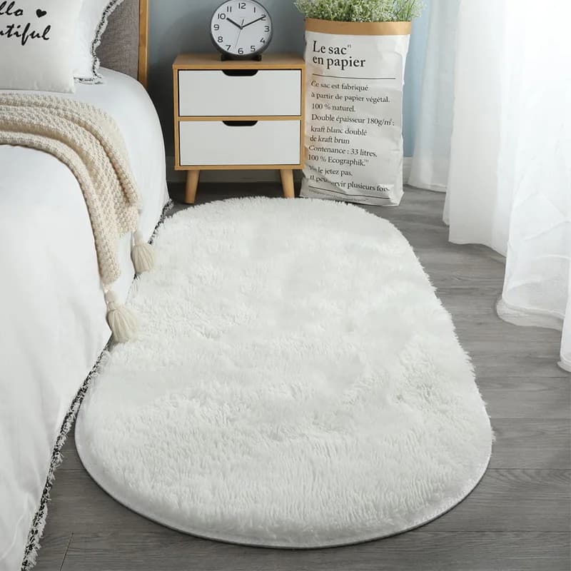Tappeto di lusso soffice peluche Tappeto ovale per camera da letto Soggiorno Tavolino Tappetino Tappeto da comodino Caldo divano invernale Sedia per la casa