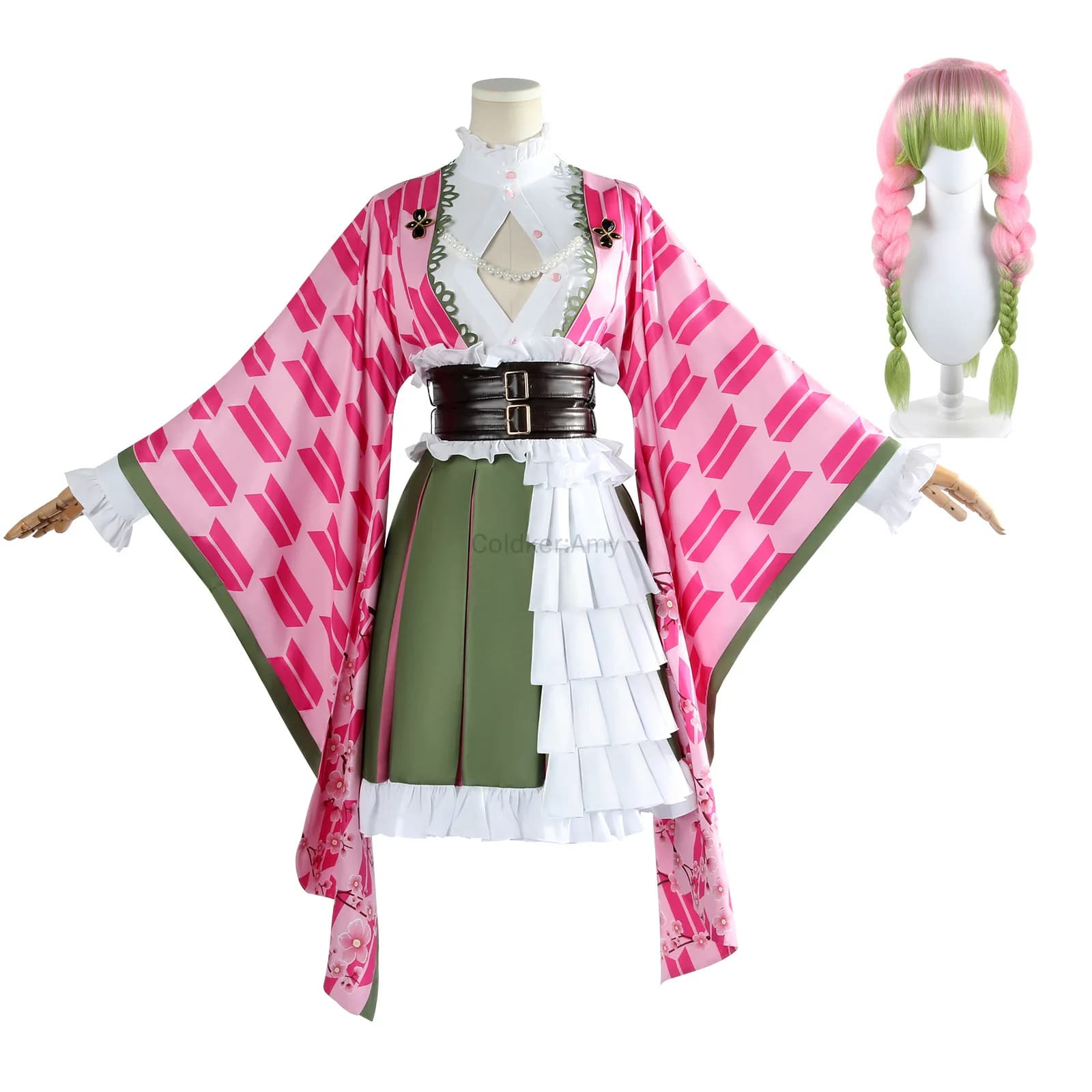 Mitsuri Cosplay Kanroji Mitsuri Costume cosplay anime Kimono pink with wig