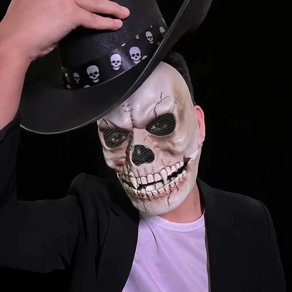 Bloody Effect Moving Mouth Skull Mask Adjustable Realistic Halloween Skull Masks Spooky Full Face Halloween Cosplay Mask