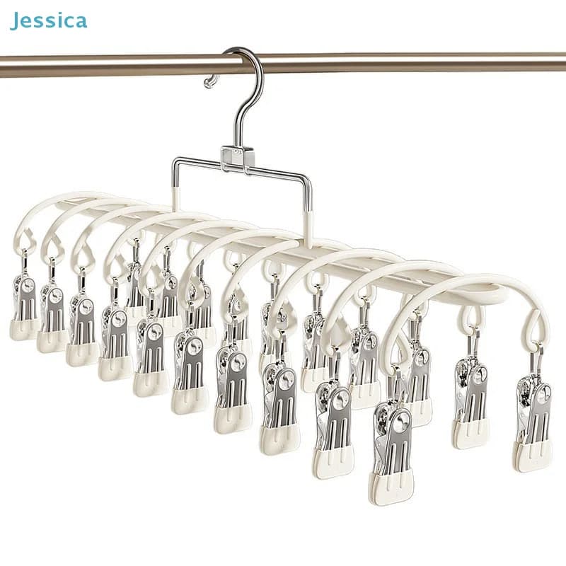♥ Appendiabiti Multistrato Salvaspazio con Clip - Organizzatore per Jeans/Pantaloni/Gonne, Appendiabiti Antiscivolo in Acciaio Inossidabile
