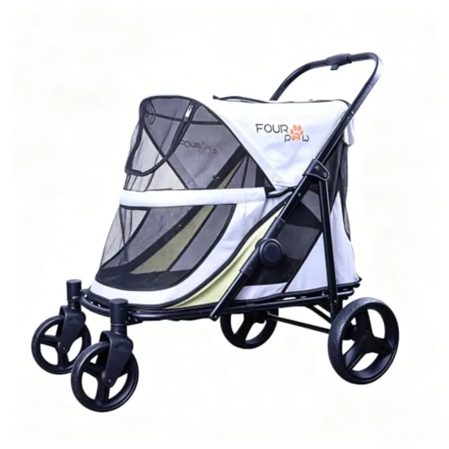 Dog Stroller for Medimu/Large Dogs - Easy Fold Dual Entry Pet Stroller with One-Foot Brake, Ideal up to 80 lbs.