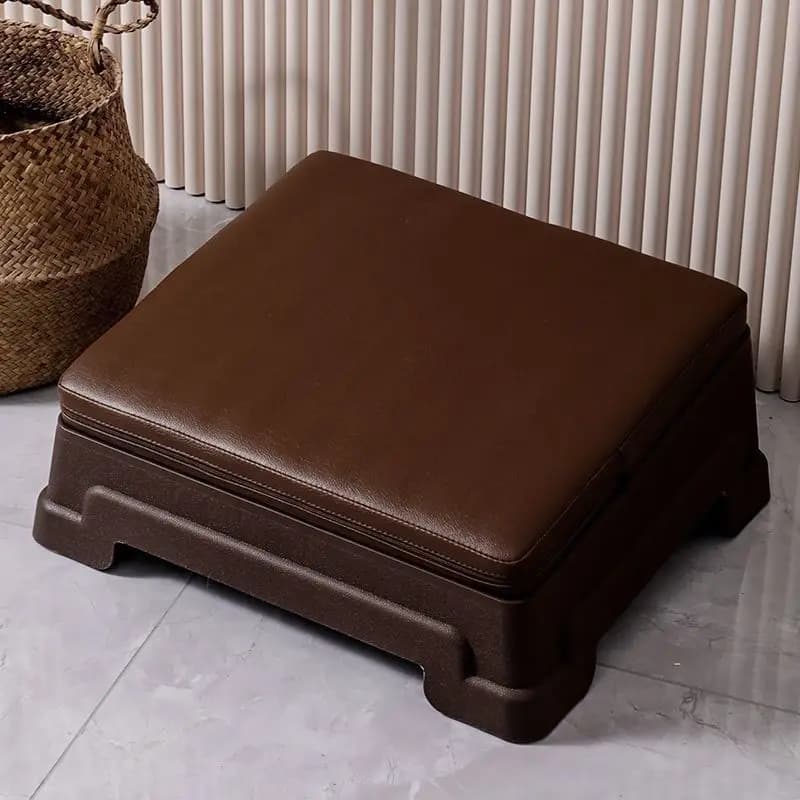 Plastic Storage Meditation Stool with Lotus Pattern PU Cushion Household Prayer Bench Foldable Bay Window Floor Ottomans
