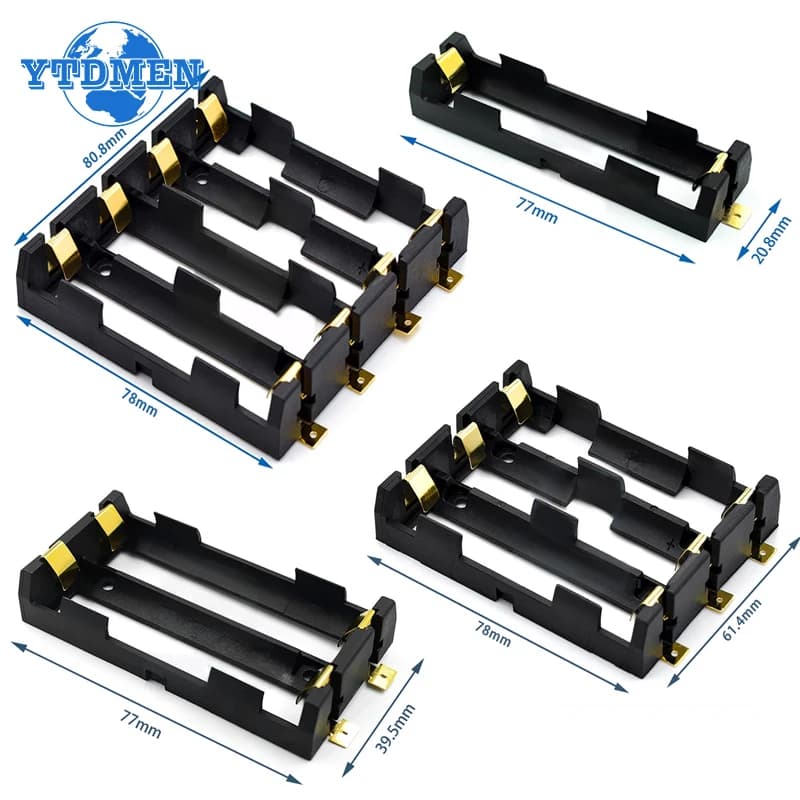 1x 2x 3x 4x 18650 SMT Portabatteria 18650 SMD Scatola batteria Custodia Contenitore Power Bank con perni in bronzo