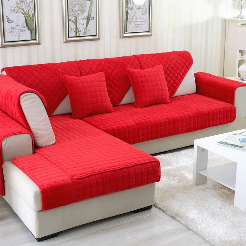 Universal thickened flannel sofa cushion Solid color non slip cover for living room warm and breathable towel for sofa back
