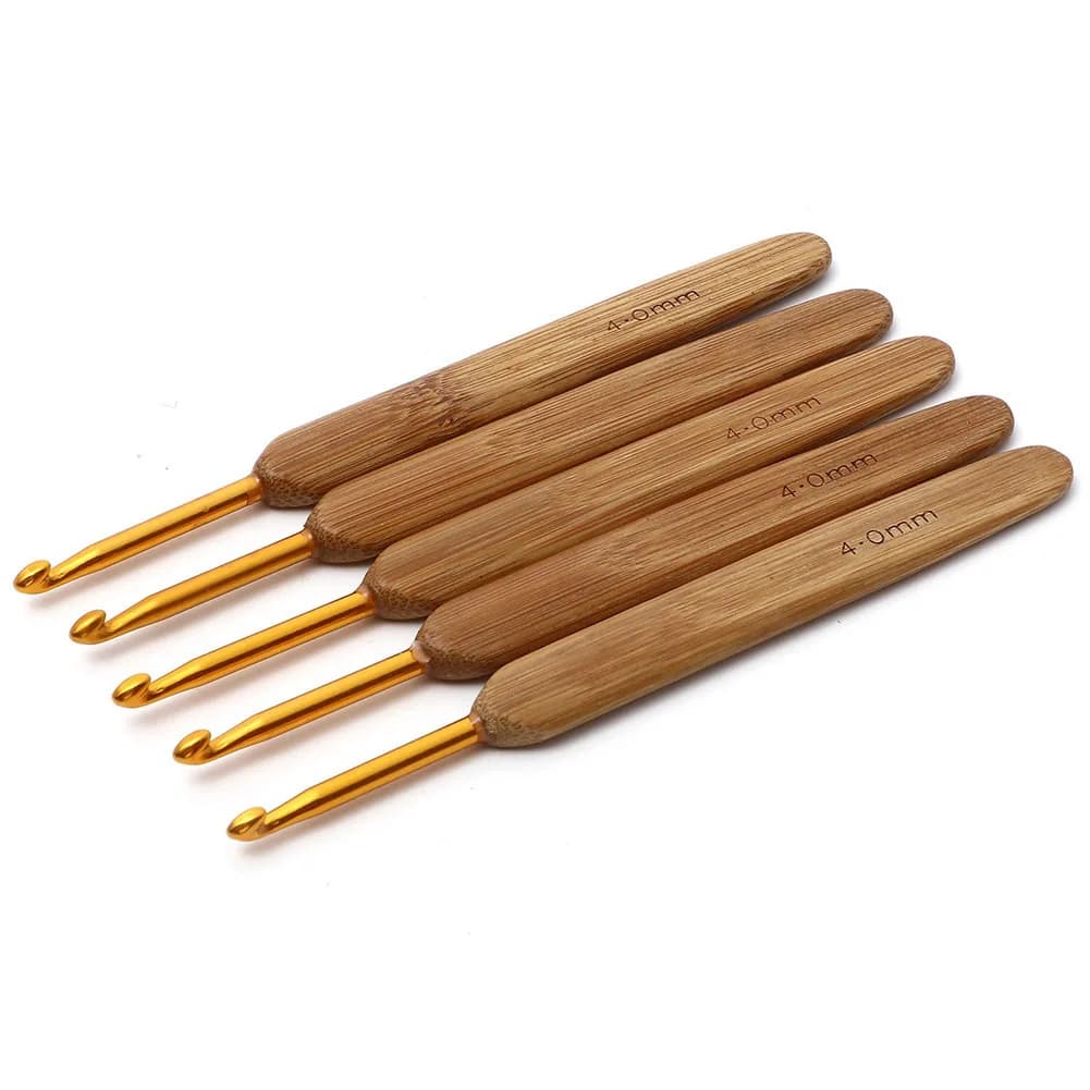 Wooden Crochet Hook Set with Knitting Needles and Embroidery Needle for Yarn Crafts and Needlework Applications