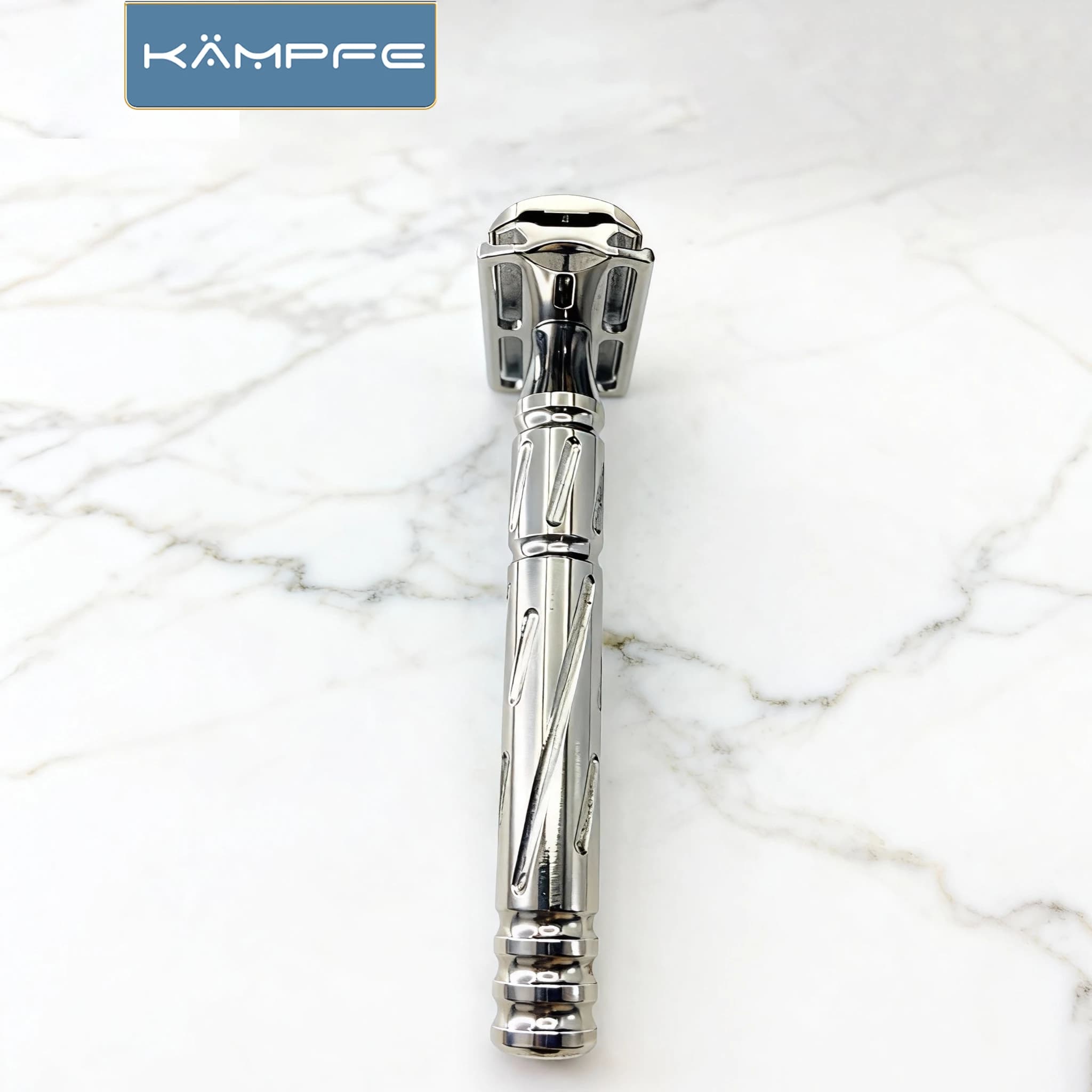 Rasoio manuale Kampfe in acciaio inossidabile classico per la pulizia della barba, con impugnatura antiscivolo, nuovo trimmer per uomo con 5 lame.