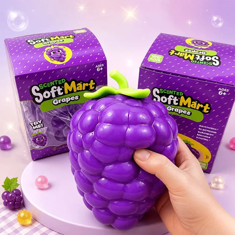 Huge Grape Squishy Stress Ball Soft Stretch Squeeze Fidget Toy Cute Fruit Grape Stress Relief Toy Kids Party Favors